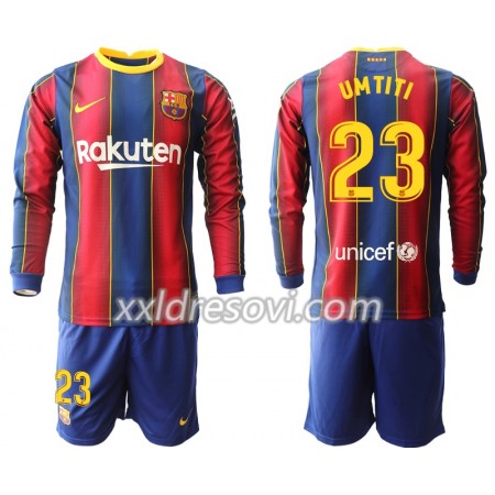 FC Barcelona Samuel Umtiti 23 Domaći Dječji Komplet Dresovi za Nogomet 2020-2021 Dugim Rukavima (+ kratke hlače)